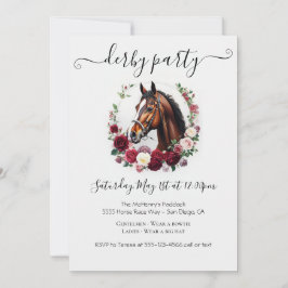  Derby Party Invitation Card with Floral Inbjudningar