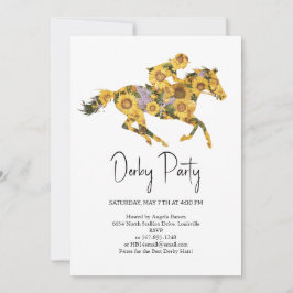  Derby Party Invitation – Floral Horse Head with S Inbjudningar