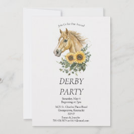  Derby Party Invitation – Horse Head Floral Sunflo Inbjudningar