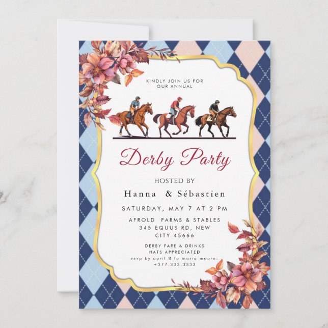 Derby Party Invitation Inbjudningar (Framsida)