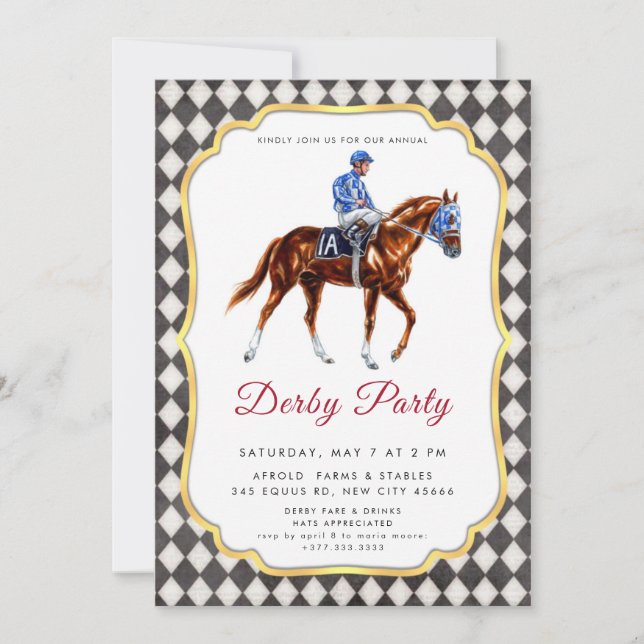 Derby Party Invitation Inbjudningar (Framsida)