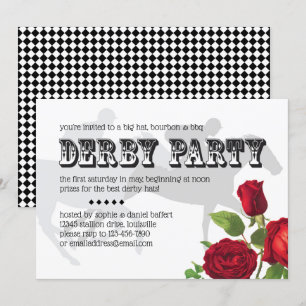 Derby Party Racehorse och Rosor 2 Inbjudningar