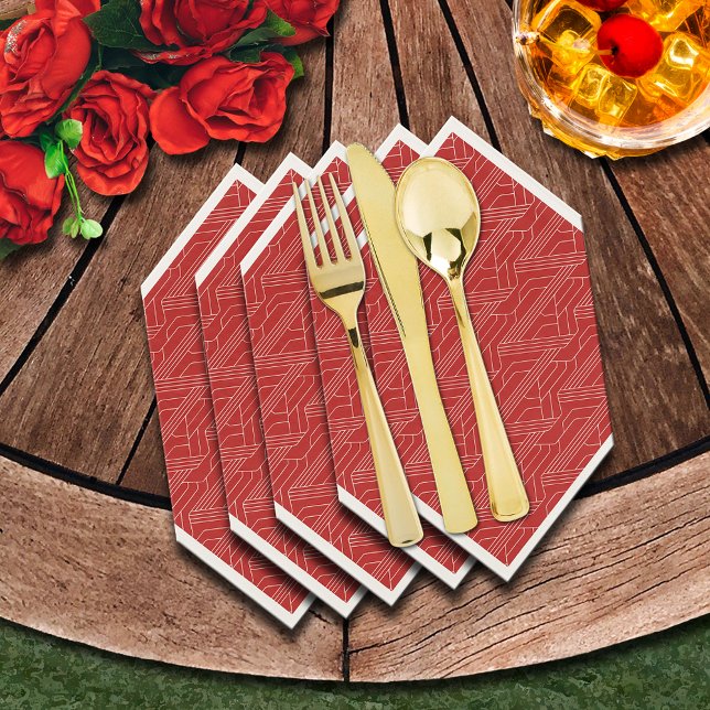 Derby Party Red and Ivory Pappersservett (We show the napkins folded to add to your table. (Silverware not sold.))