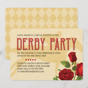 Derby Party Röd ros och Racehorse Inbjudningar