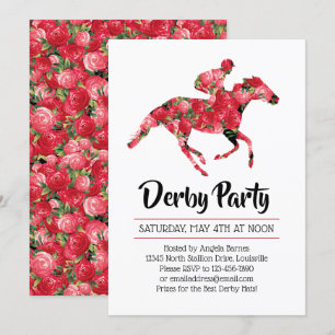 Derby Party Röd ros Racehorse Inbjudningar