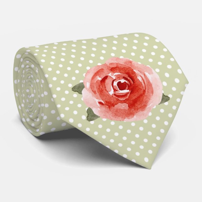 Derby Ro on White and Lime Dots Tie Slips (Rullad)