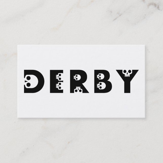 derby: skallphabet visitkort (Framsida)