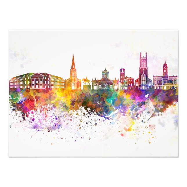 Derby skyline in watercolor background fototryck (Framsidan)