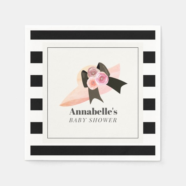 Derby Stil Big Rosa Hat Ro Baby Shower Pappersservett (Framsidan)