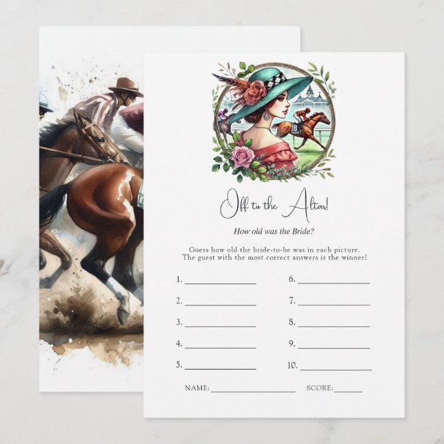 Derby tema Bröllopsduschantering Spel för att ta s Inbjudningar (Fram/baksida)