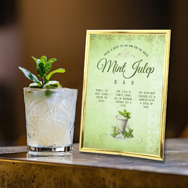 Derbyfest Mint Julep Bar Cart Recept Menys skylt (Skapare uppladdad)