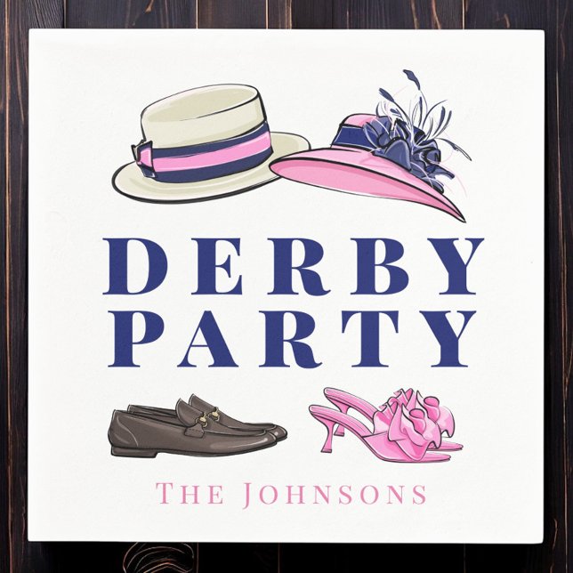 Derbyfesthattar Skor Mode Preppy Marinblå Pappersservett (Skapare uppladdad)