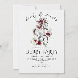 Derbyfestinvitation – Blomsterhästhuvud med Ro Inbjudningar