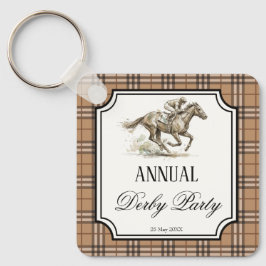 Derbyhästkapplöpning eleganta gingham-partygåvor nyckelring