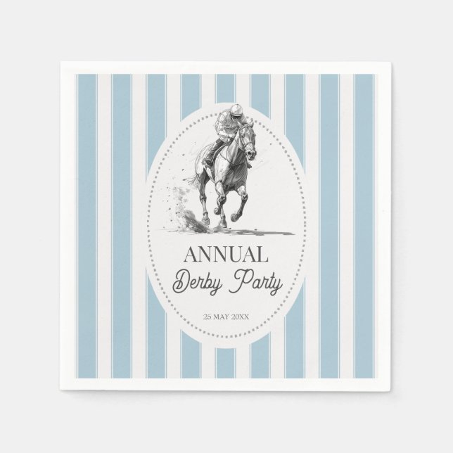Derbyhästkapplöpningsfest retro-ränder monogram pappersservett (Framsidan)