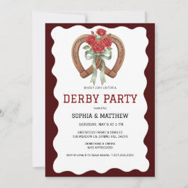 Derbypartajinvitation Rustik Hästsko Rosor Inbjudningar