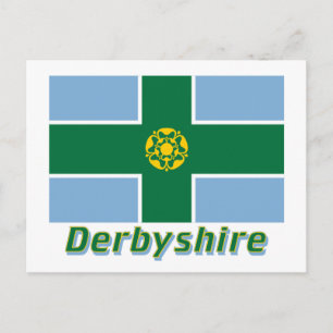Derbyshire Flagga med Namn Vykort