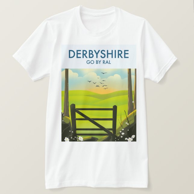Derbyshire Landskaps reseinformation affisch T Shirt (Design framsida)