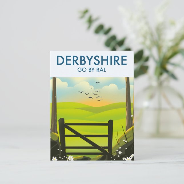 Derbyshire Landskaps reseinformation affisch Vykort (Stående Fram)