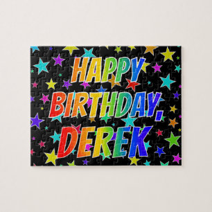 "DEREK" Första Namn, Roligt "GRATTIS PÅ FÖDELSE Pussel