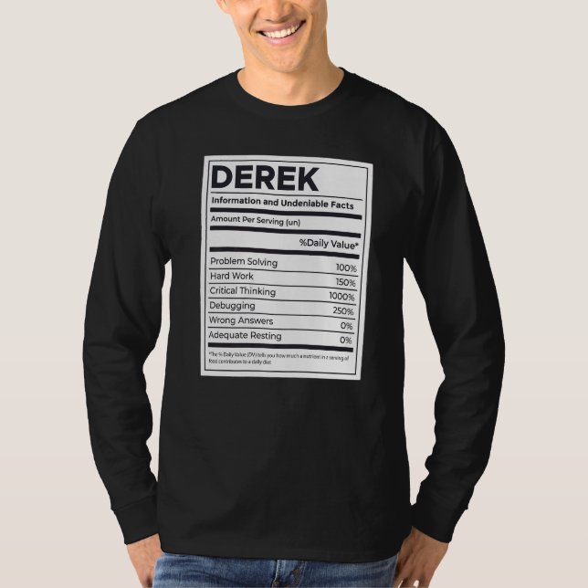 Derek Nutrition Information Problem med att lösa h T Shirt (Framsida)