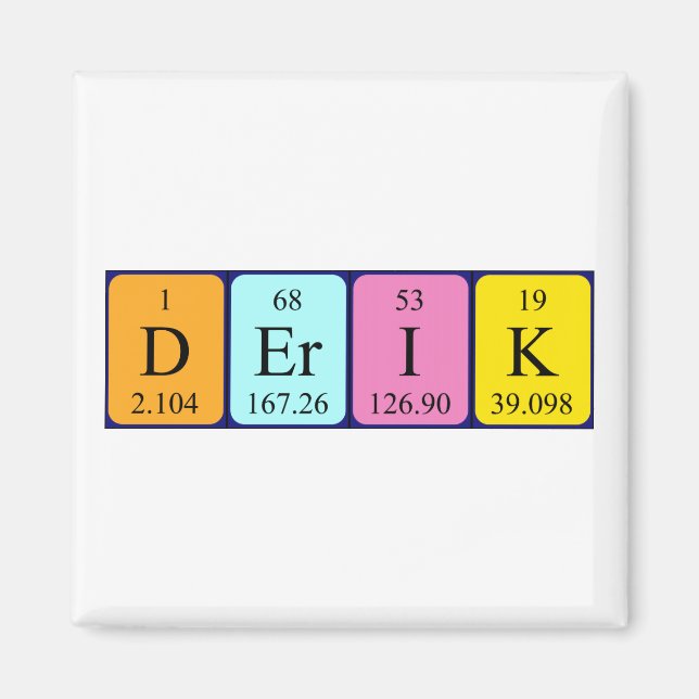 Derik Periodisk bord namn magnet (Framsidan)