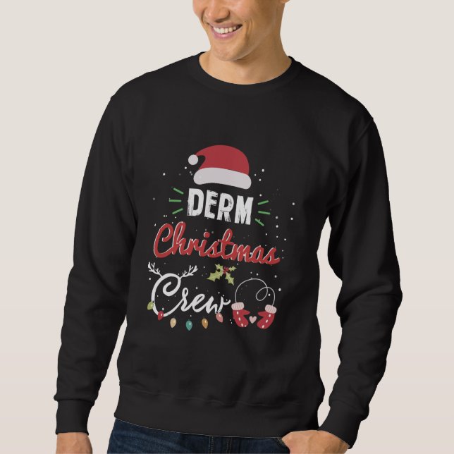 Derm jul Crew Funny Dermatology Nurse Matchi Lång Ärmad Tröja (Framsida)