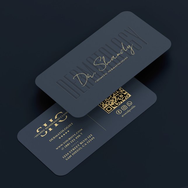 Dermatolog Cosmetolog Blue Monogram Modern Visitkort (Dermatologist Cosmetologist Blue Monogram Modern Business Card
)