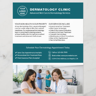 Dermatolog Dermatologimottagnings logotyp QR Teal Reklamblad