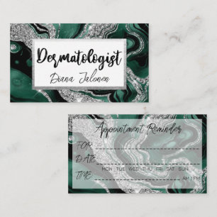 Dermatolog Möte Reminder Silver Grönt Visitkort