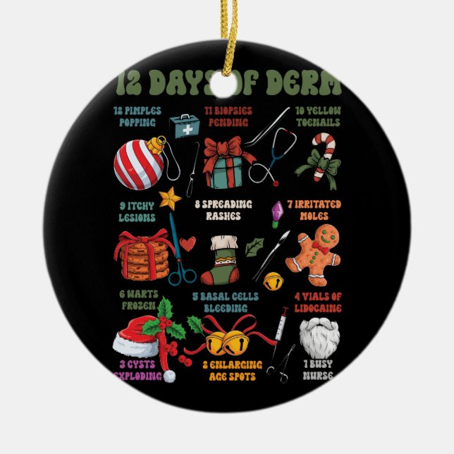 Dermatologi Nurse God jul 12 dagar av derm Julgransprydnad Keramik (Framsidan)