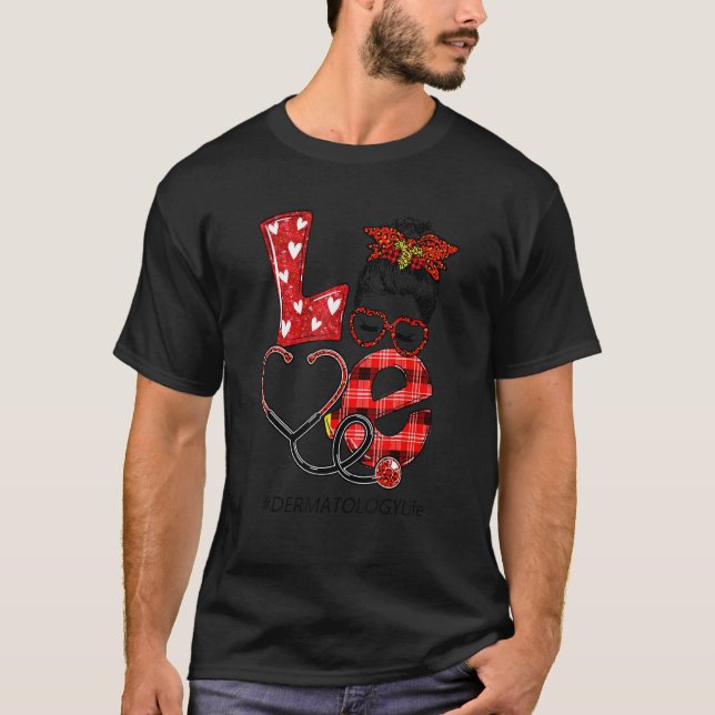Dermatologi Nurse Play Leopard Kärlek Heart Messy  T Shirt (Framsida)