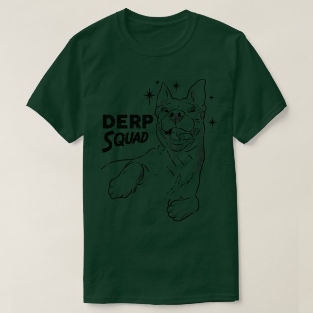 Derp Squad Derpy Pitbull Derpy Hund T Shirt (Design framsida)