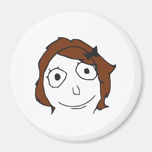 Derpina Brown Hair Rage Ansikte Meme Magnet (Framsidan)