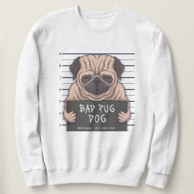 Derpy Bad Pug Lång Ärmad Tröja (Design framsida)