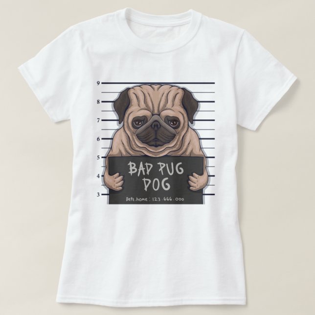 Derpy Bad Pug T Shirt (Design framsida)