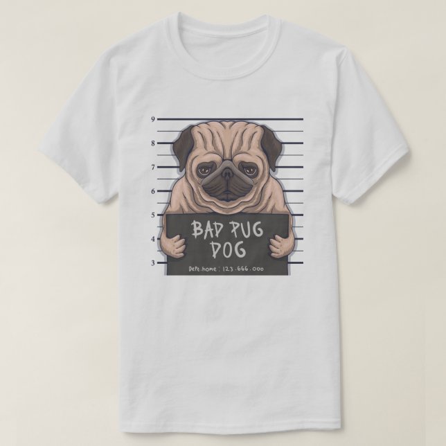 Derpy Bad Pug T Shirt (Design framsida)