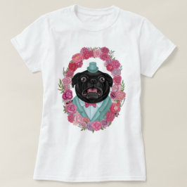 Derpy Black Pug i Top hat T Shirt
