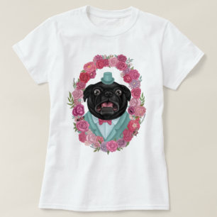 Derpy Black Pug i Top hat T Shirt