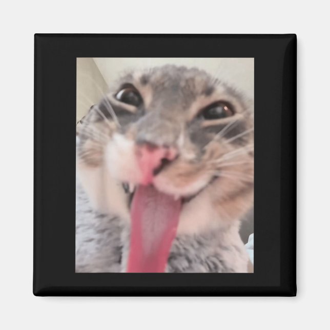 Derpy Cat Tunga Out Meme Funny Weirdcore ger mig r Magnet (Framsidan)