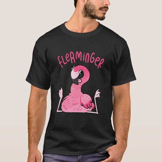 Derpy Flamingo Flerminger Animal Cute Pet T Shirt (Framsida)