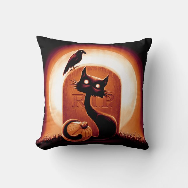 Derpy Halloween Cat by a Gravsten Kudde (Framsida)
