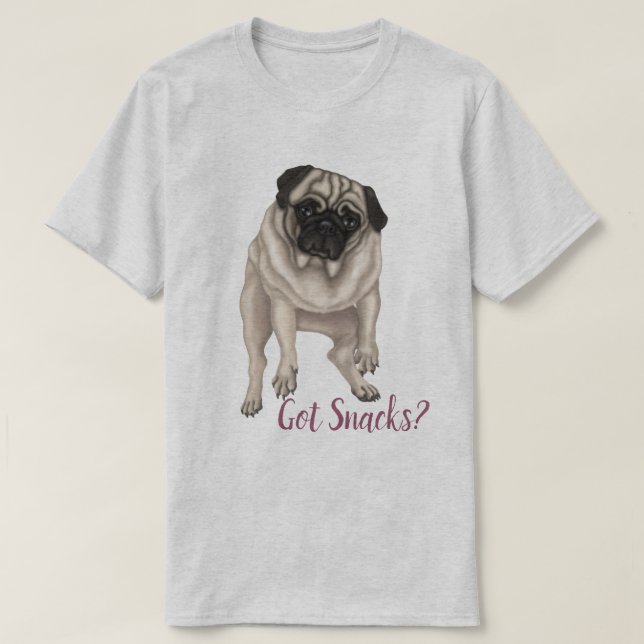Derpy Pug - Har Snacks? T Shirt (Design framsida)