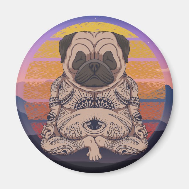 Derpy Yoga Pug Magnet (Framsidan)