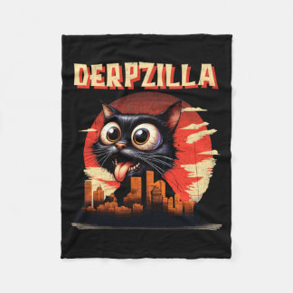 Derpzilla Funny Derpy Giant Cat Kitten City Fleecefilt