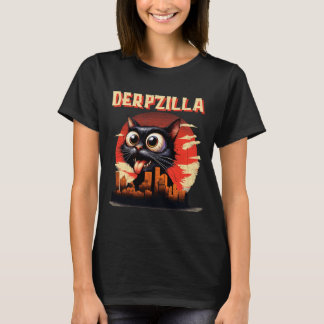Derpzilla Funny Derpy Giant Cat Kitten City T Shirt