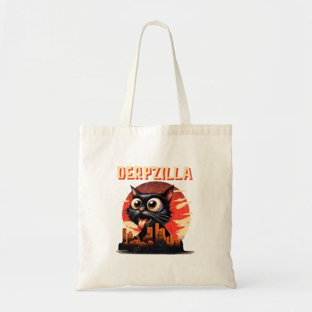 Derpzilla Funny Derpy Giant Cat Kitten City Tygkasse (Framsidan)