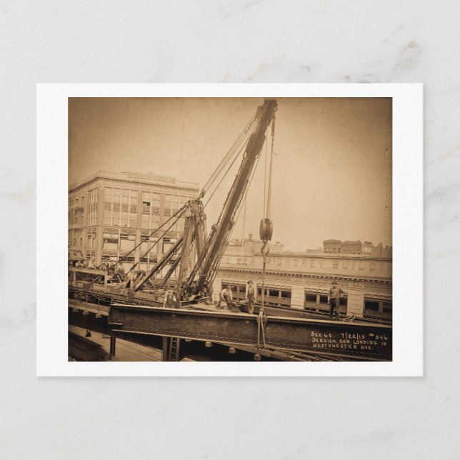 Derrick Car Loading Westchester Avenue Bronx NYC Vykort (Framsida)