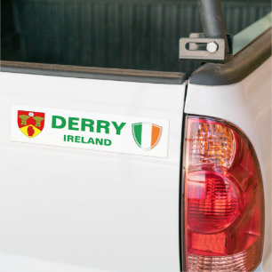 Derry Ireland Vapensköld och Irish Flagga Bildekal