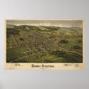 Derry Pennsylvania 1900 Antique Panoramic Karta Poster